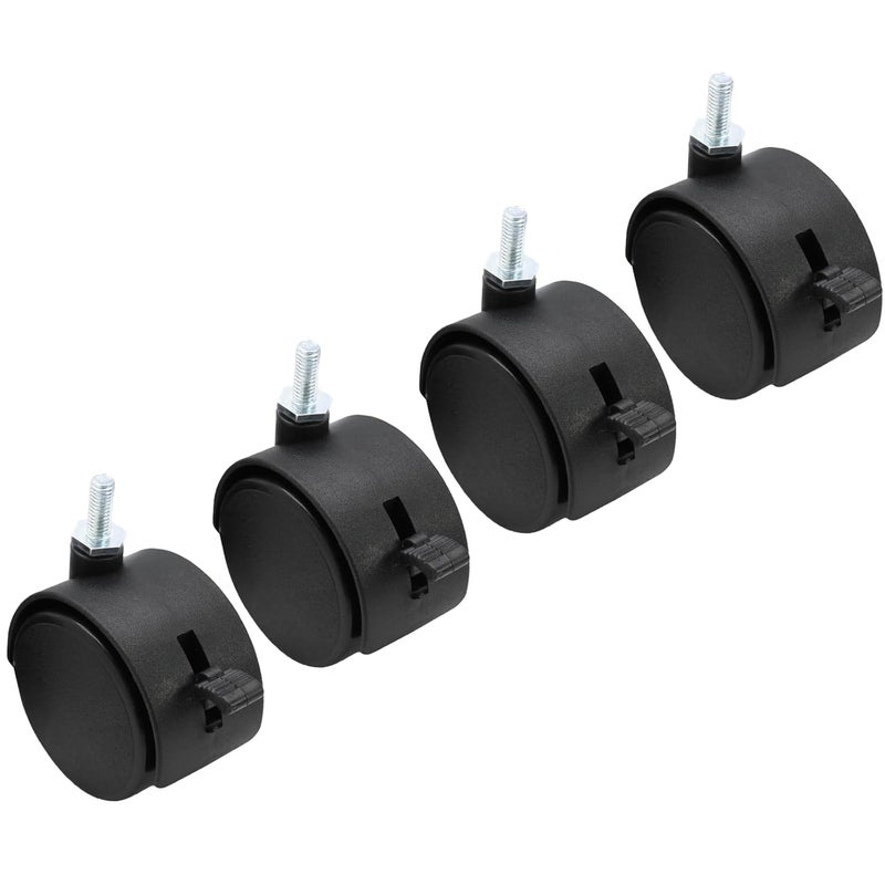 Suiwotin 4pcs 2 Inch Swivel Caster Wheels, M6 Threaded Stem Caster Wheels with Brake, Heavy Duty Casters, Black Nylon Wheel Replacement for Furniture, Table, Cabinet, Shelf - Image 5